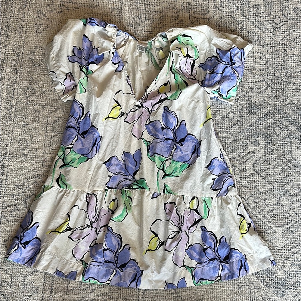 A New Day Floral V-Neck Dress with Puff Sleeves